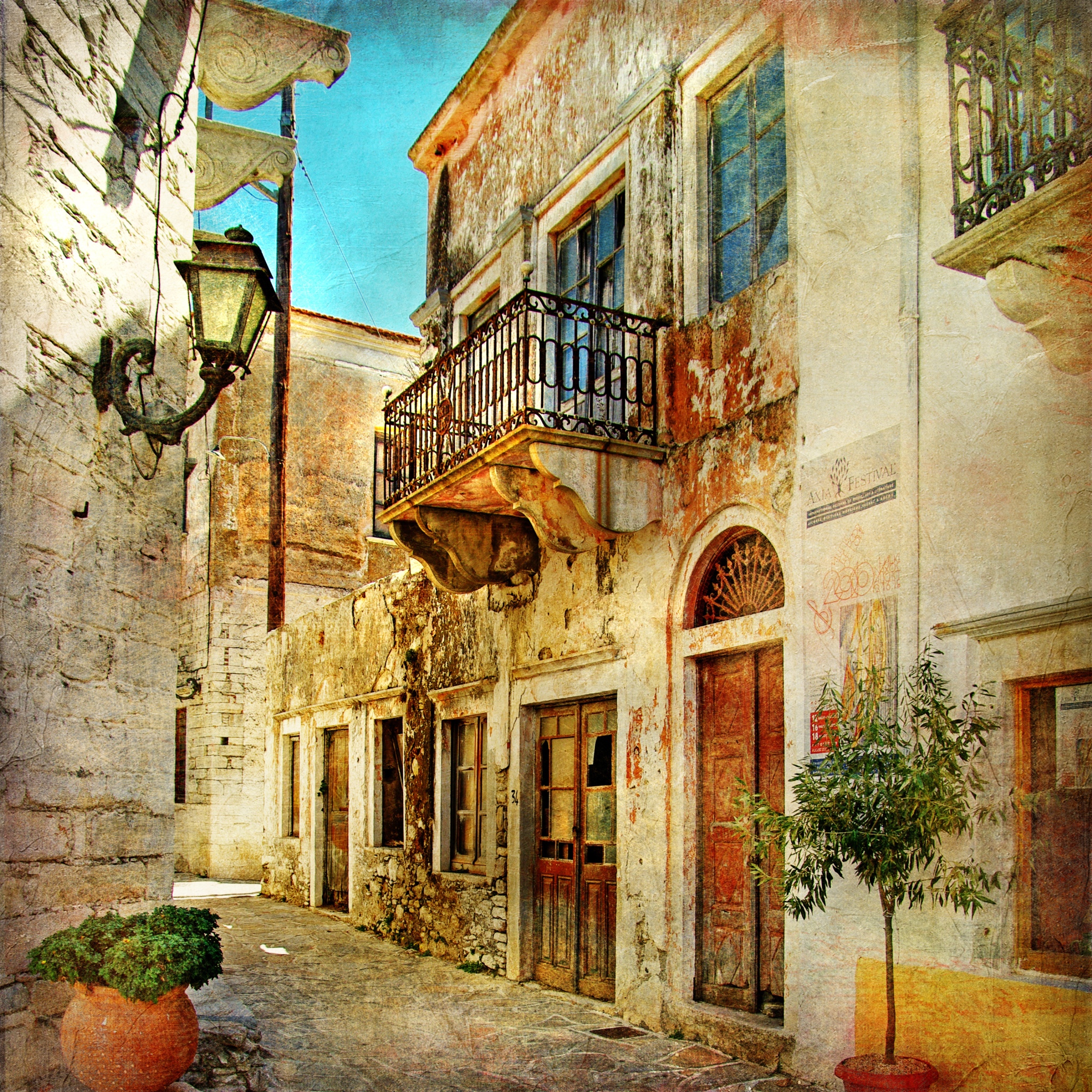 浪漫欧美地中海街景风光iPad Air壁纸