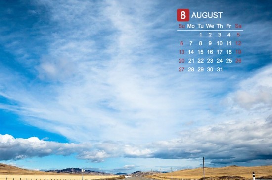 2017年八月风景日历安卓平板壁纸