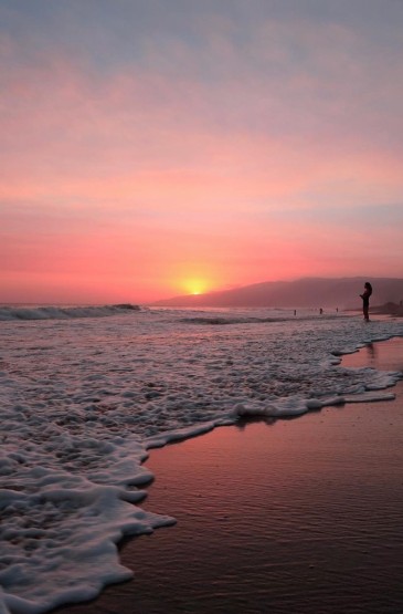 唯美夕阳沙滩自然美景图片