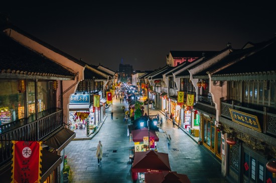 杭州清河坊唯美夜景图片桌面壁纸