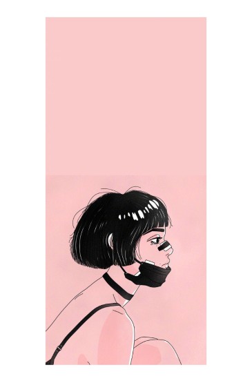 创意个性粉色少女插画图片手机壁纸